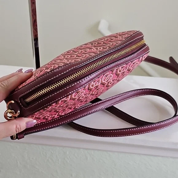 COACH CF343 MADI Crossbody Rouge Pink Canvas/Leather Monogram Print EUC - Picture 3 of 15